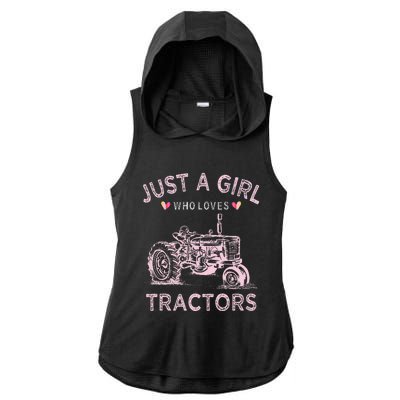 Funny Farmer Tractor Lover Just A Girl Who Loves Tractors Ladies PosiCharge Tri-Blend Wicking Draft Hoodie Tank