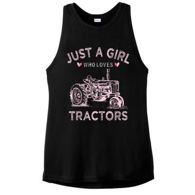 Funny Farmer Tractor Lover Just A Girl Who Loves Tractors Ladies PosiCharge Tri-Blend Wicking Tank