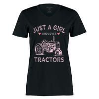 Funny Farmer Tractor Lover Just A Girl Who Loves Tractors Women's Momentum V-Neck T-Shirt