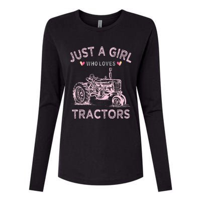 Funny Farmer Tractor Lover Just A Girl Who Loves Tractors Womens Cotton Relaxed Long Sleeve T-Shirt