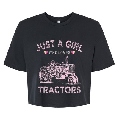 Funny Farmer Tractor Lover Just A Girl Who Loves Tractors Bella+Canvas Jersey Crop Tee