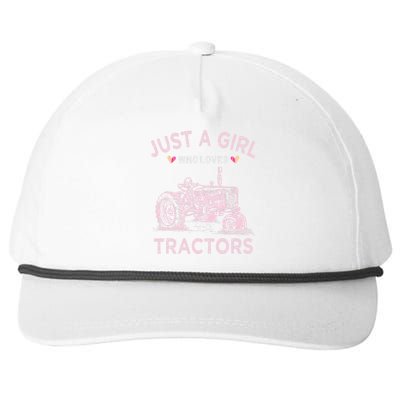 Funny Farmer Tractor Lover Just A Girl Who Loves Tractors Snapback Five-Panel Rope Hat