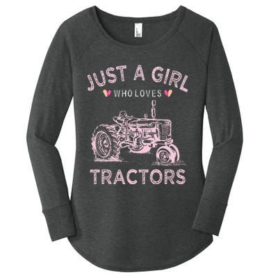 Funny Farmer Tractor Lover Just A Girl Who Loves Tractors Women's Perfect Tri Tunic Long Sleeve Shirt