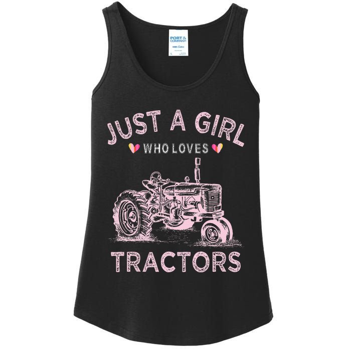 Funny Farmer Tractor Lover Just A Girl Who Loves Tractors Ladies Essential Tank