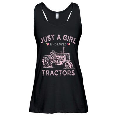 Funny Farmer Tractor Lover Just A Girl Who Loves Tractors Ladies Essential Flowy Tank