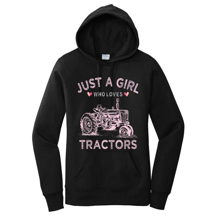 Funny Farmer Tractor Lover Just A Girl Who Loves Tractors Women's Pullover Hoodie