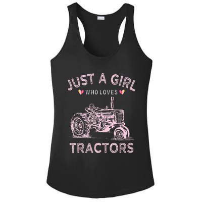 Funny Farmer Tractor Lover Just A Girl Who Loves Tractors Ladies PosiCharge Competitor Racerback Tank