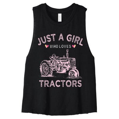 Funny Farmer Tractor Lover Just A Girl Who Loves Tractors Women's Racerback Cropped Tank