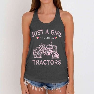 Funny Farmer Tractor Lover Just A Girl Who Loves Tractors Women's Knotted Racerback Tank