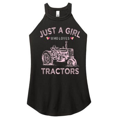 Funny Farmer Tractor Lover Just A Girl Who Loves Tractors Women’s Perfect Tri Rocker Tank