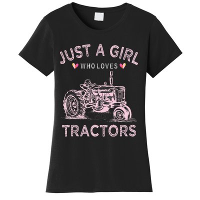 Funny Farmer Tractor Lover Just A Girl Who Loves Tractors Women's T-Shirt