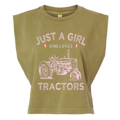 Funny Farmer Tractor Lover Just A Girl Who Loves Tractors Garment-Dyed Women's Muscle Tee