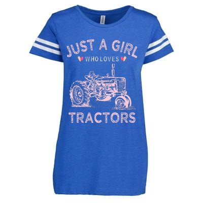 Funny Farmer Tractor Lover Just A Girl Who Loves Tractors Enza Ladies Jersey Football T-Shirt