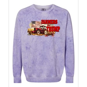 Farmers For Trump Farming American Flag Donald Trump Cool Gift Colorblast Crewneck Sweatshirt