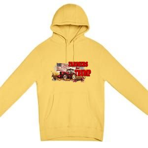 Farmers For Trump Farming American Flag Donald Trump Cool Gift Premium Pullover Hoodie