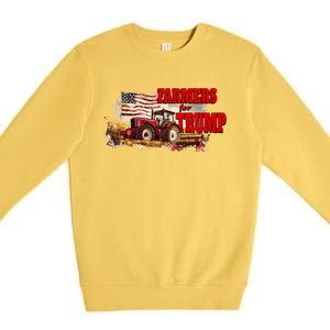 Farmers For Trump Farming American Flag Donald Trump Cool Gift Premium Crewneck Sweatshirt