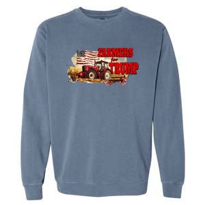 Farmers For Trump Farming American Flag Donald Trump Cool Gift Garment-Dyed Sweatshirt