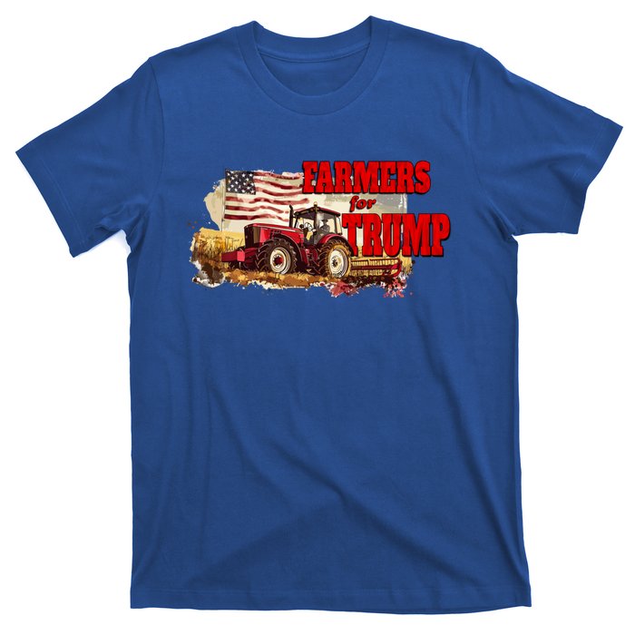 Farmers For Trump Farming American Flag Donald Trump Cool Gift T-Shirt