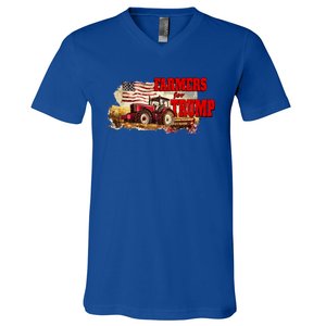 Farmers For Trump Farming American Flag Donald Trump Cool Gift V-Neck T-Shirt