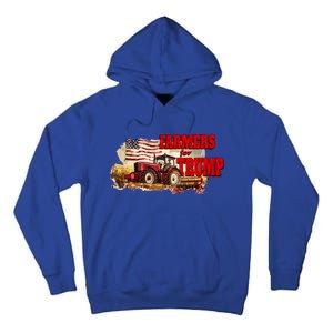 Farmers For Trump Farming American Flag Donald Trump Cool Gift Tall Hoodie