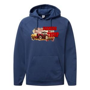 Farmers For Trump Farming American Flag Donald Trump Cool Gift Performance Fleece Hoodie