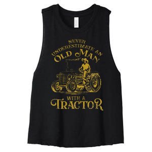 Farmer Farm Tractor Farming Truck Lovers Humor Women's Racerback Cropped Tank