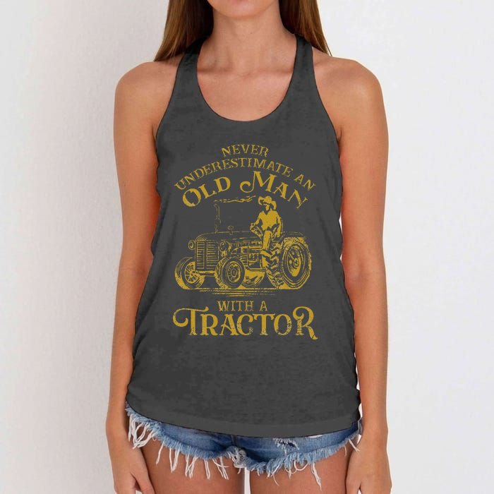 Farmer Farm Tractor Farming Truck Lovers Humor Women's Knotted Racerback Tank