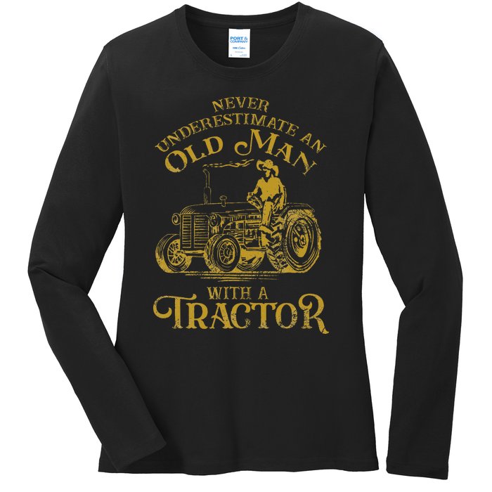 Farmer Farm Tractor Farming Truck Lovers Humor Ladies Long Sleeve Shirt