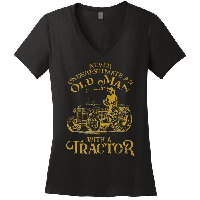 Farmer Farm Tractor Farming Truck Lovers Humor Women's V-Neck T-Shirt