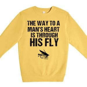 Fly Fishing Trout Gift With Outdoor Mountain Scene Premium Crewneck Sweatshirt