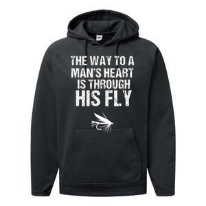 Fly Fishing Trout Gift With Outdoor Mountain Scene Performance Fleece Hoodie