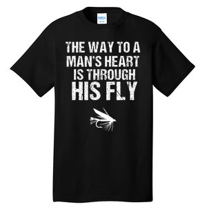 Fly Fishing Trout Gift With Outdoor Mountain Scene Tall T-Shirt