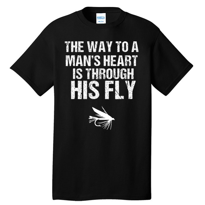 Fly Fishing Trout Gift With Outdoor Mountain Scene Tall T-Shirt