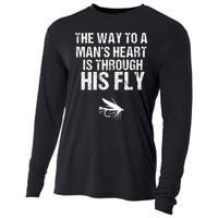 Fly Fishing Trout Gift With Outdoor Mountain Scene Cooling Performance Long Sleeve Crew