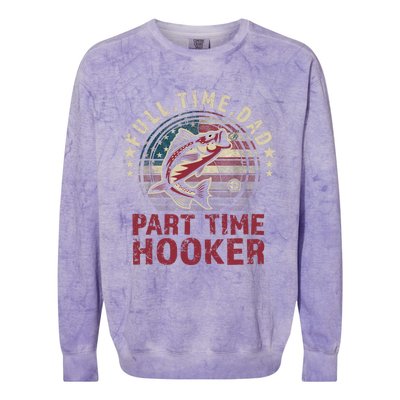 Fishing-Shirt Full Time Dad Part Time Hooker Funny Bass Dad Colorblast Crewneck Sweatshirt