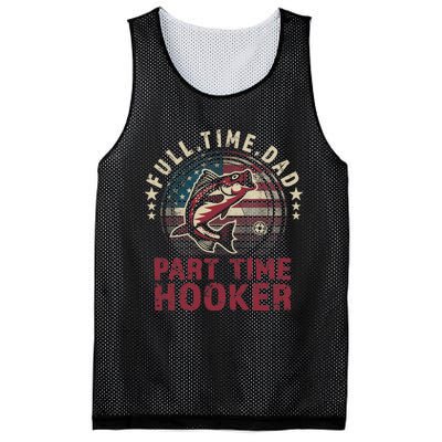 Fishing-Shirt Full Time Dad Part Time Hooker Funny Bass Dad Mesh Reversible Basketball Jersey Tank