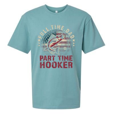 Fishing-Shirt Full Time Dad Part Time Hooker Funny Bass Dad Sueded Cloud Jersey T-Shirt