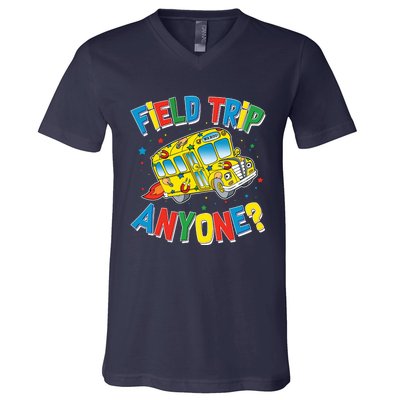 Funny Field Trip Anyone V-Neck T-Shirt