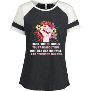 Fight For The Things You Care About Gift Enza Ladies Jersey Colorblock Tee