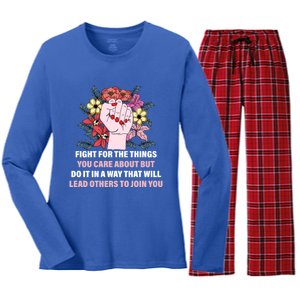 Fight For The Things You Care About Gift Women's Long Sleeve Flannel Pajama Set 