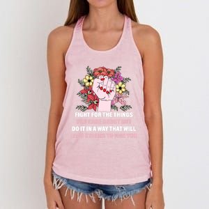 Fight For The Things You Care About Gift Women's Knotted Racerback Tank