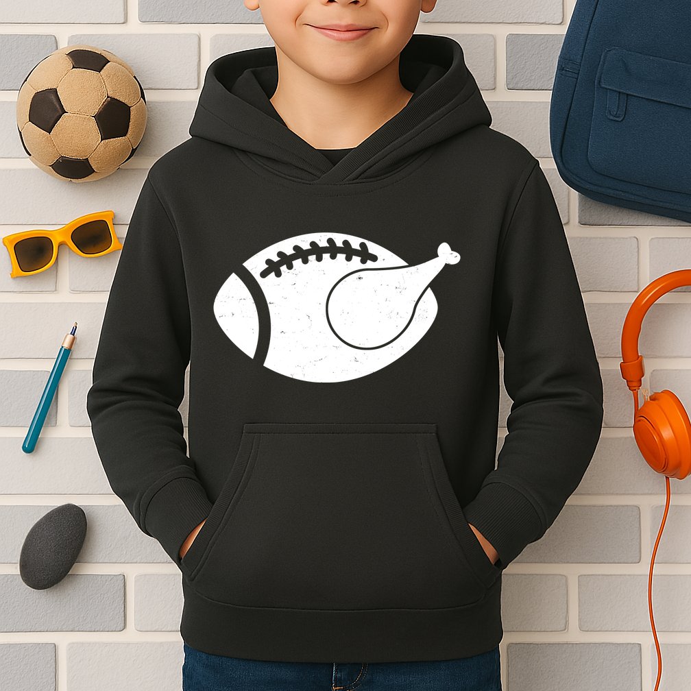Funny Football Turkey Thanksgiving Sports Fan Kids Hoodie