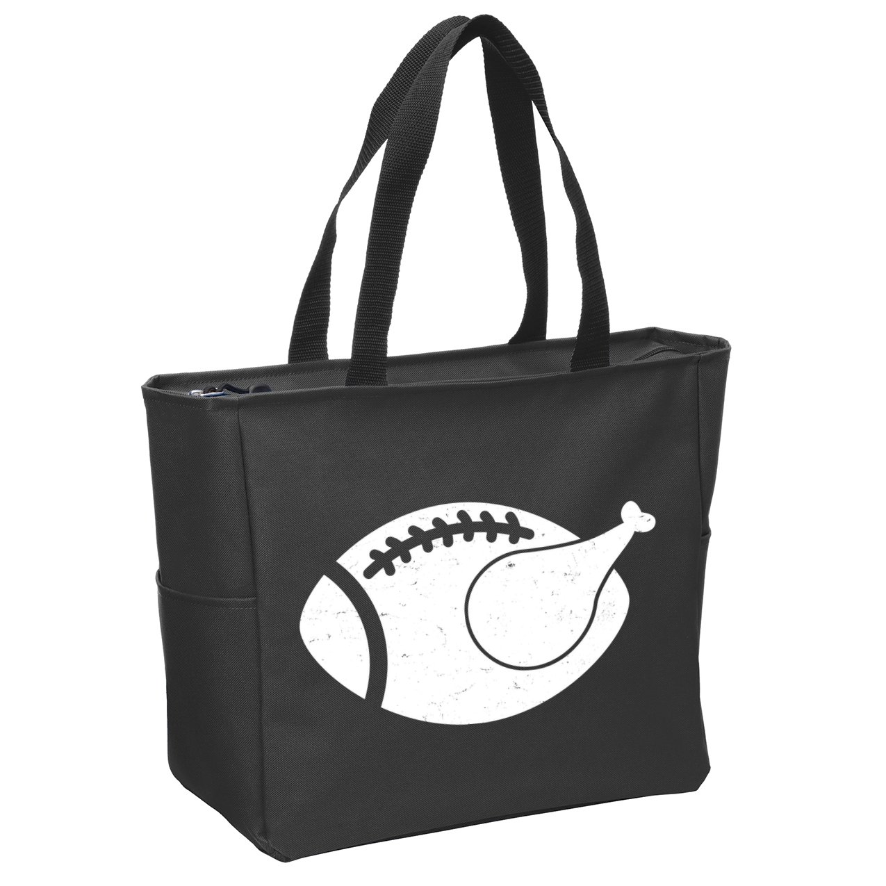 Funny Football Turkey Thanksgiving Sports Fan Zip Tote Bag