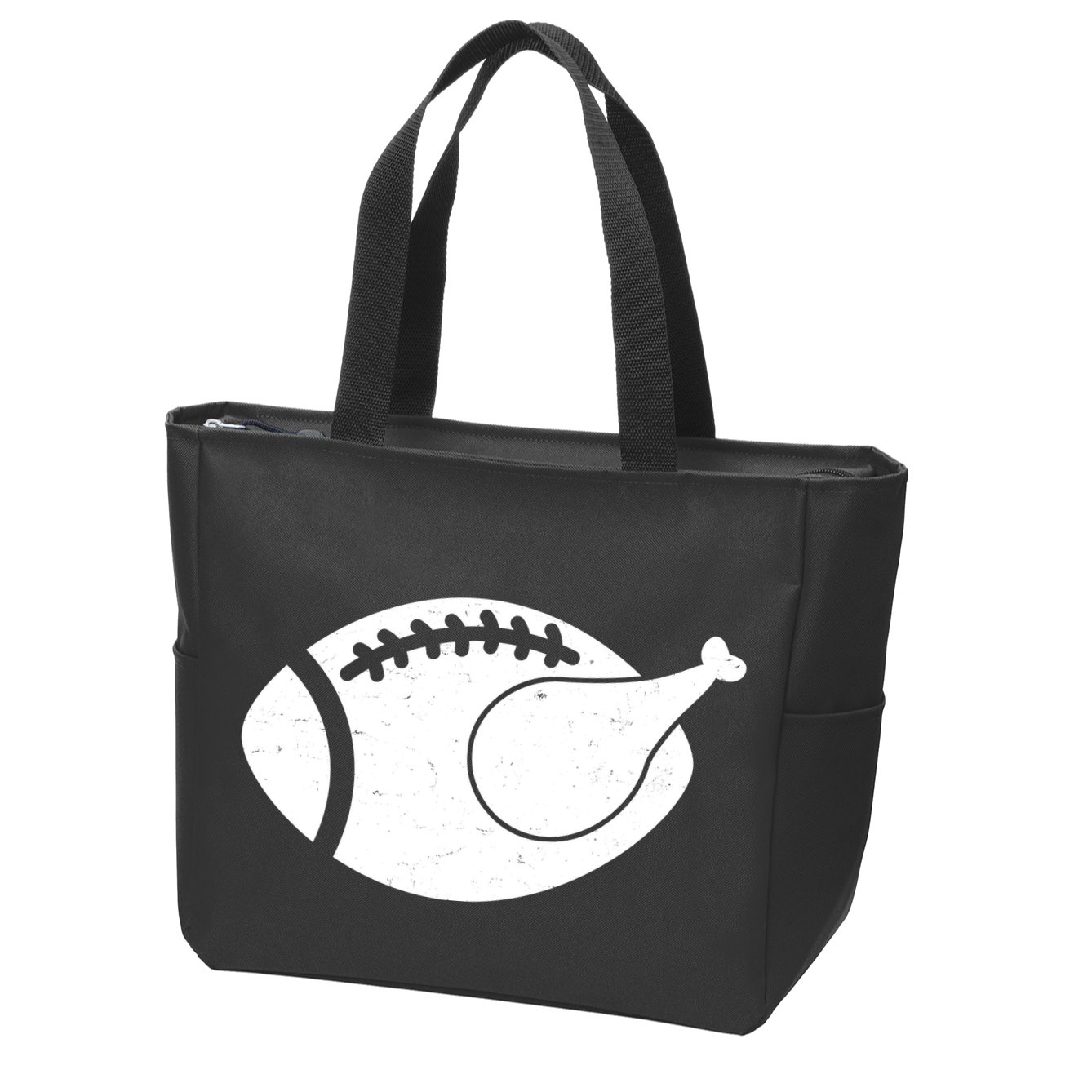 Funny Football Turkey Thanksgiving Sports Fan Zip Tote Bag