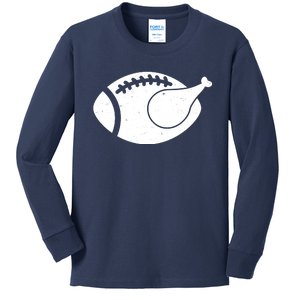 Funny Football Turkey Thanksgiving Sports Fan Kids Long Sleeve Shirt