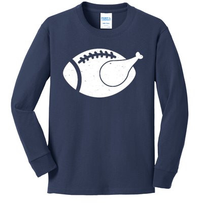 Funny Football Turkey Thanksgiving Sports Fan Kids Long Sleeve Shirt