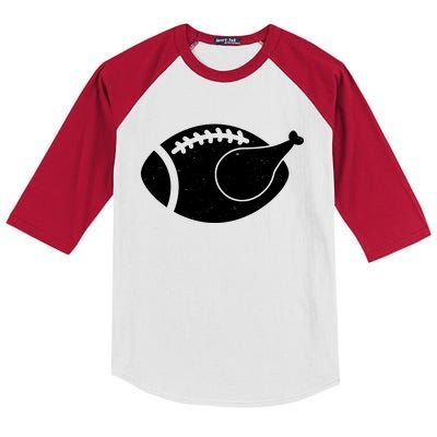 Funny Football Turkey Thanksgiving Sports Fan Kids Colorblock Raglan Jersey