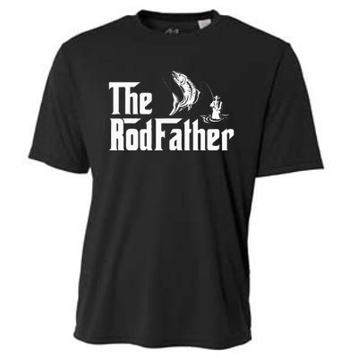 Funny Fishing The Rodfather Fisherman Graphic Cooling Performance Crew T-Shirt