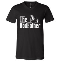 Funny Fishing The Rodfather Fisherman Graphic V-Neck T-Shirt