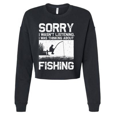 Funny Fishing Trout Bass Fisherman Vacation Cropped Pullover Crew